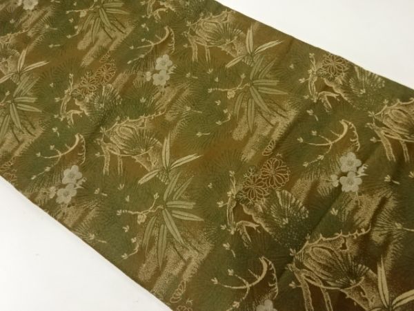 ys7251262; 宗sou 松竹梅模様織出し丸帯（材料）【アンティーク】【着】