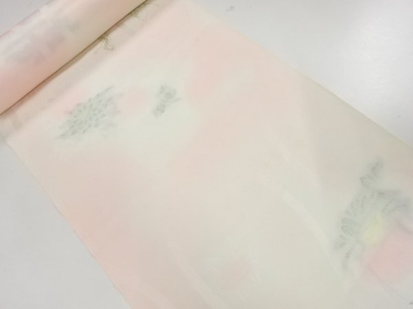 ys7255326; 宗sou 正絹　立涌に花模様織り出し長襦袢地反物【アンティーク】【着】