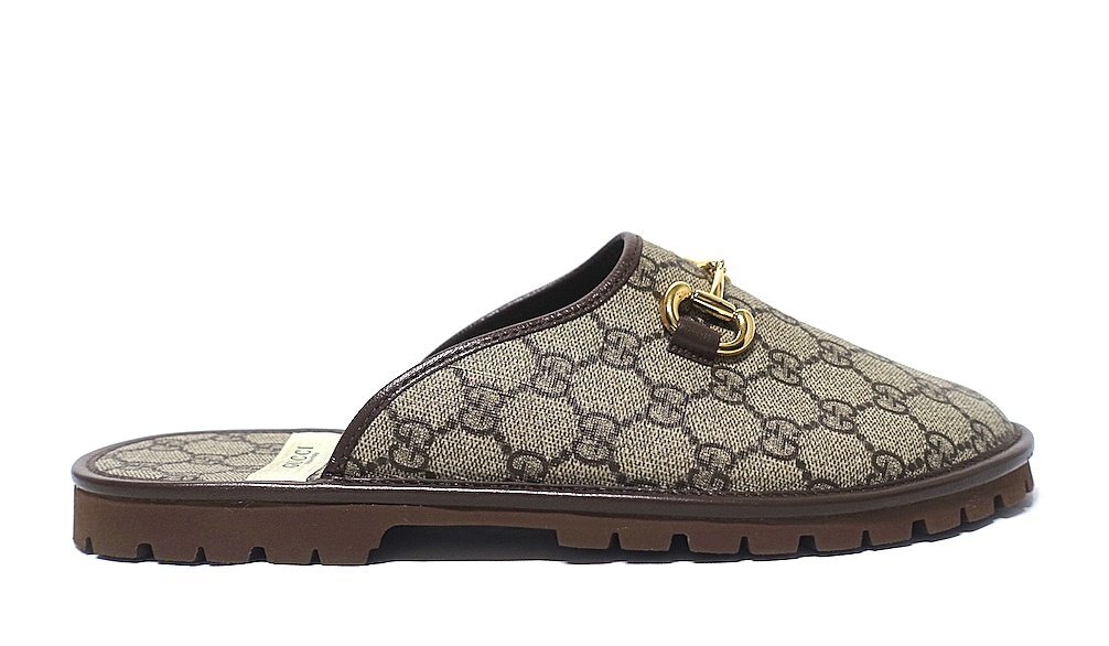 22SS 定価12萬 新品同様 極美品 GUCCI グッチ GGスプリーム ホースビット スリッパ サンダル 655571 レザー メンズ 9 27.5-28cm シューズ