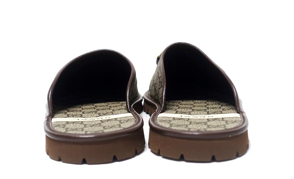 22SS 定価12萬 新品同様 極美品 GUCCI グッチ GGスプリーム ホースビット スリッパ サンダル 655571 レザー メンズ 9 27.5-28cm シューズ