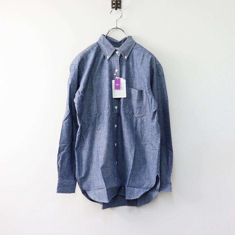 未使用 鎌倉シャツ メーカーズシャツ鎌倉 KAMAKURA SHIRTS ボタンダウンシャツ F/ネイビー インディゴ染め ブラウス【2400014184297】