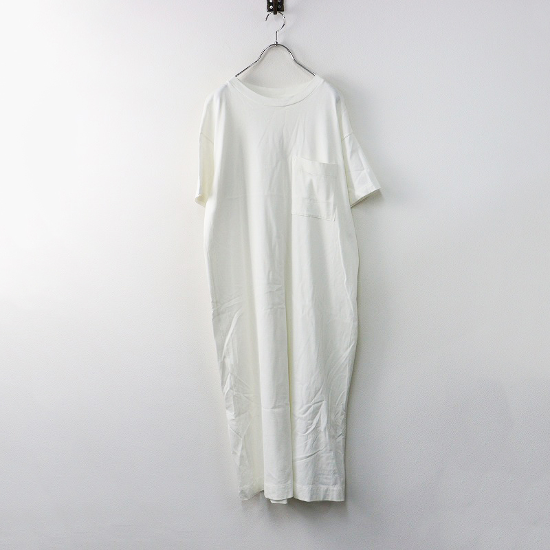 美品 2021SS ヒューマンウーマン HUMAN WOMAN 天竺バイオワンピース M/ホワイト コットン スリット カットソー【2400014195071】