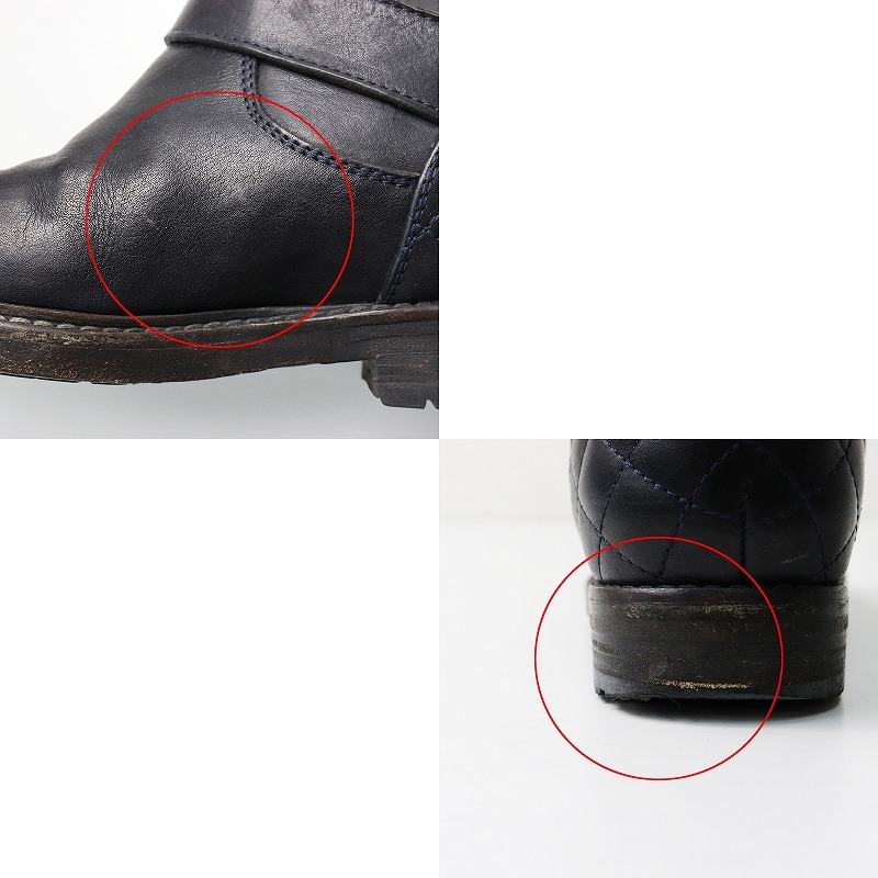  Buttero BUTTERO B3704 кожа engineer boots 35/ черный стеганое полотно обувь 22cm[2400014162820]