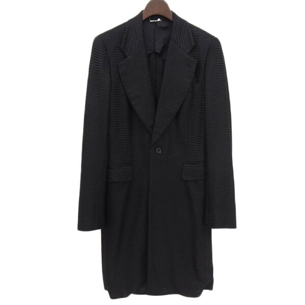 ◆美品◆ コムデギャルソンオムプリュス COMME des GARCONS HOMME PLUS 編み込みロングジャケット メンズ ブラック sizeXS 2014AW [Y03313]