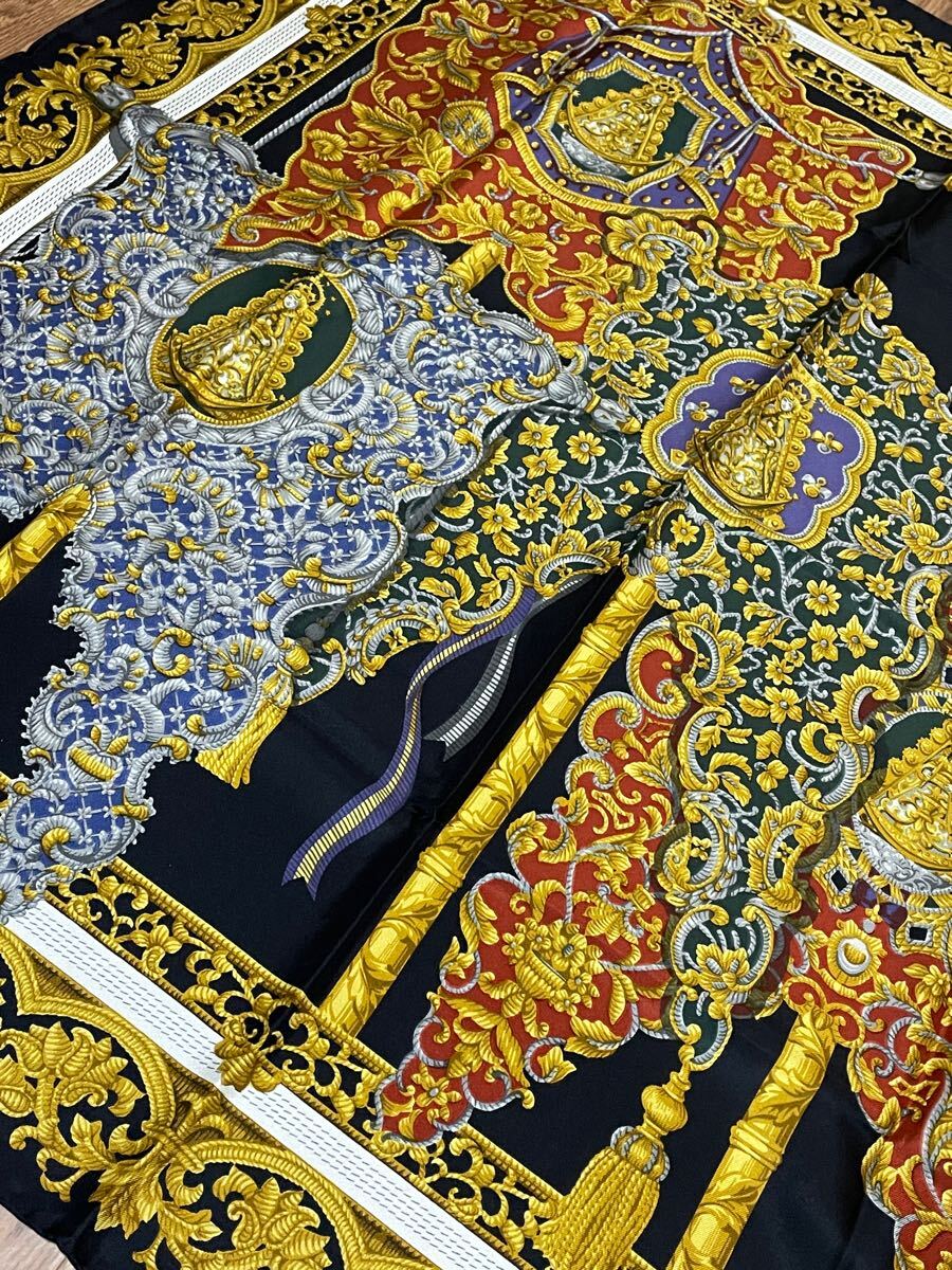 未使用 ■ ロエベ LOEWE シルク バロック柄 シルク スカーフ 大判 箱付き