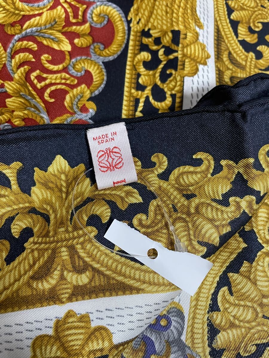 未使用 ■ ロエベ LOEWE シルク バロック柄 シルク スカーフ 大判 箱付き