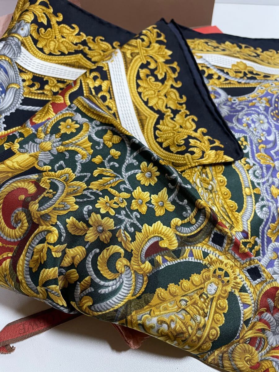 未使用 ■ ロエベ LOEWE シルク バロック柄 シルク スカーフ 大判 箱付き