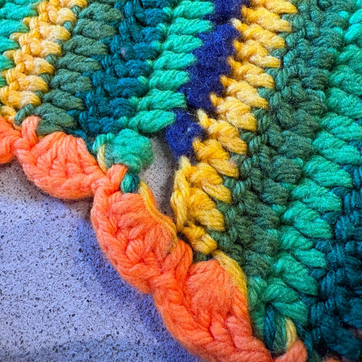 【USA vintage】グラニーブランケット ボーダー グリーン×オレンジ USA vintage】グラニーブランケット ボーダー グリーン×オレンジ