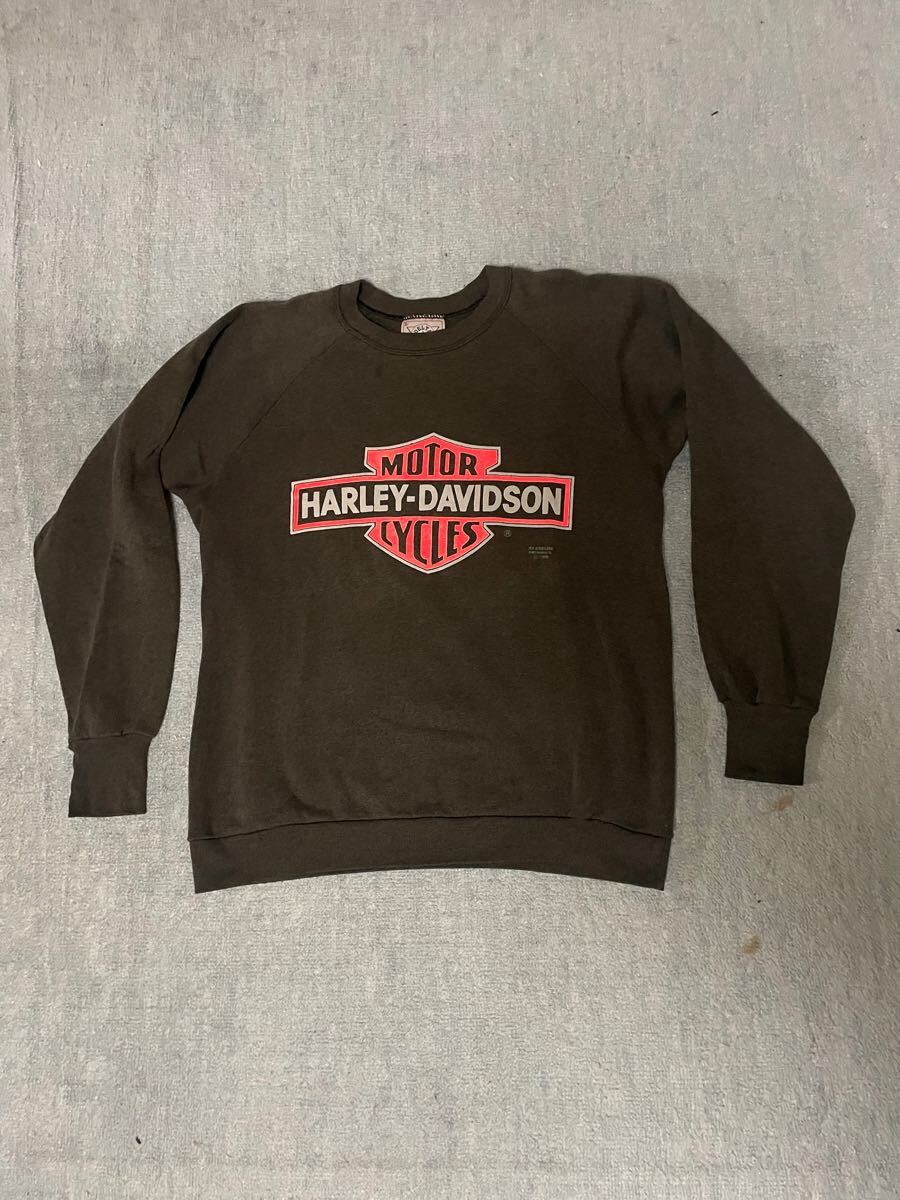 ビンテージ　1990コピーライト HARLEY-DAVIDSON ハーレーダビッドソン スウェット vintage トレーナー　フェード　ラグラン