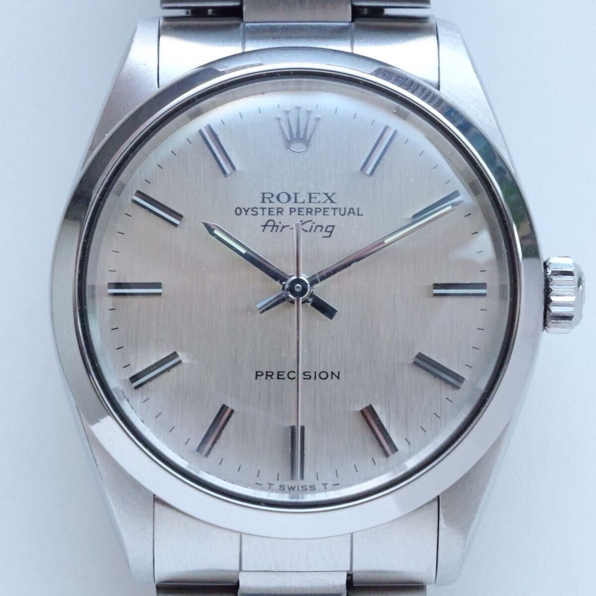 ロレックス ROLEX 5500 エアキング AIR KING 1989年製 L番 ギャラ 純正BOX 付き シルバー ヘアライン 文字盤 レアダイアル 付属品付き