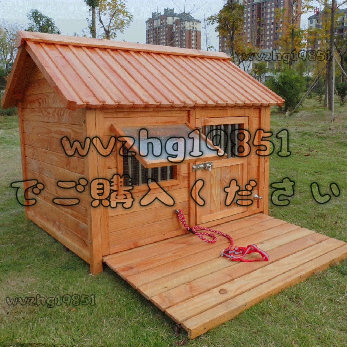犬小屋 屋外の木造犬小屋、屋外防水中型および大型犬小屋、防食・断熱木造犬小屋 125X105X100CM