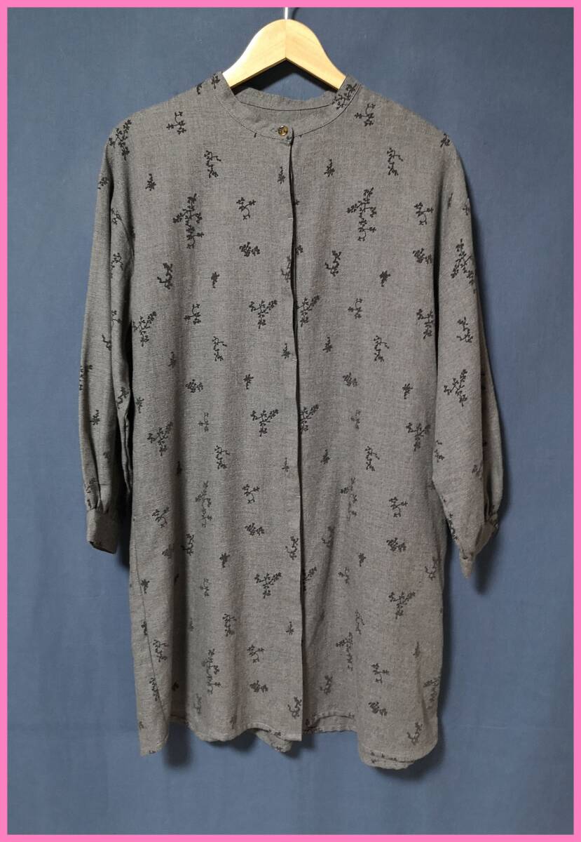BF‐２５０‐２☆春秋冬☆サンプル品☆送料込み☆即決☆ナチュラル系☆綿☆カッターシャツより厚手☆Ｍ～Ｌ☆ワンピース☆グレー系☆高級