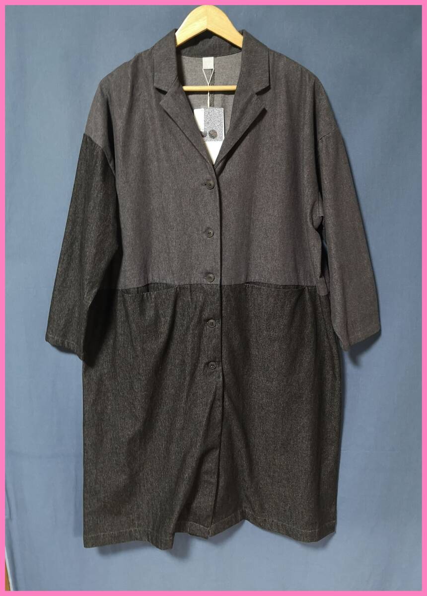 ＢＦ‐２７４☆春秋冬☆新品☆送料込み☆即決☆ナチュラル系☆綿☆デニム素材☆Ｍ～Ｌ☆ジャケット☆グレー×黒系☆高級☆パッチワーク