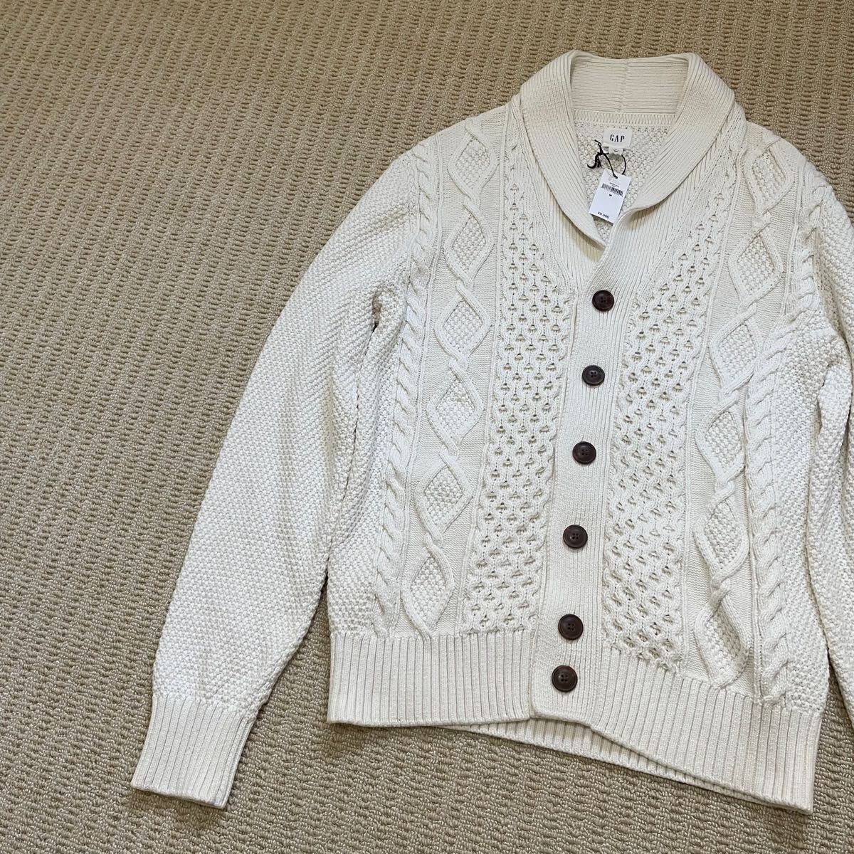 【未使用】サイズL ギャップ　コットン　カーディガン　ニット　ハニカム　白