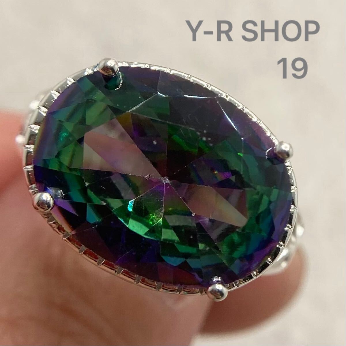 19号★大粒ミスティックレインボートパーズのクラシカルデザインリング★レディース指輪シルバー925刻印カラーストーン新品宝石Y-RSHOP cz_画像1