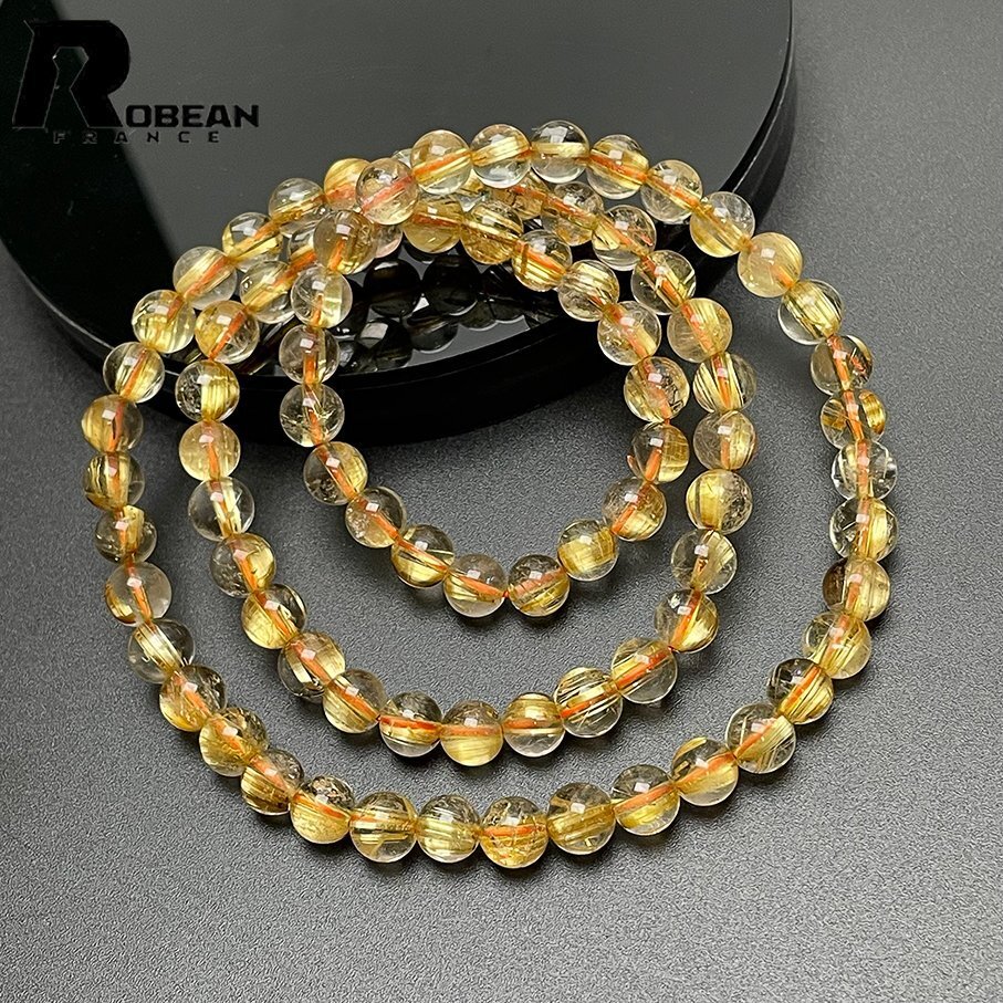 綺麗 EU製 定価19万円☆ROBEAN・タイチンルチルバングル☆黄金針