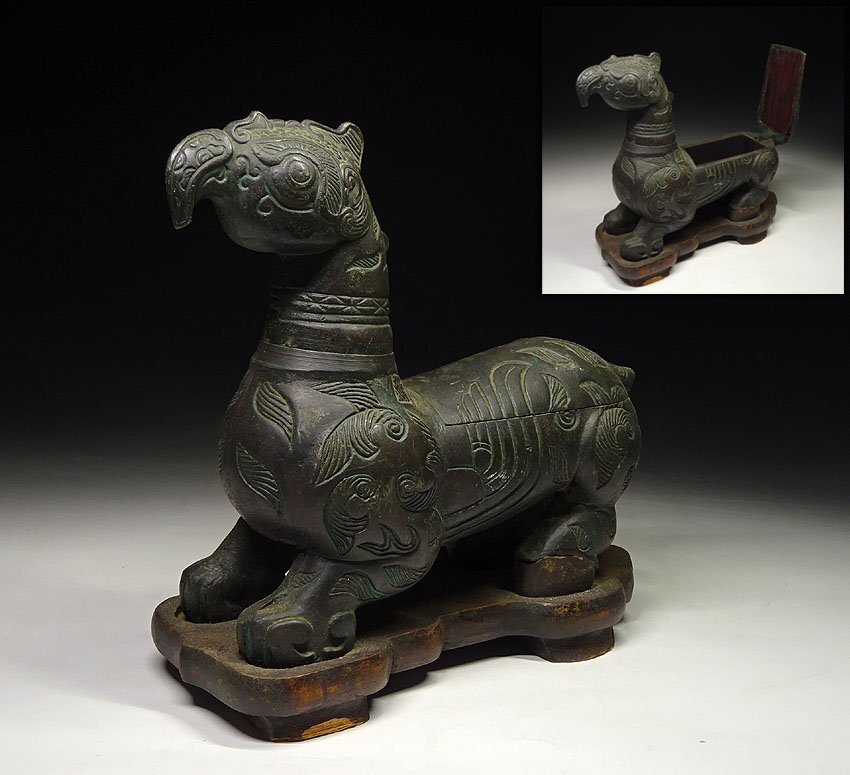 中国古玩 唐物 古銅造 人物 馬 龍 香炉 時代物 極上品 初だし品 中国古玩 唐物 古銅造 人物 馬 龍 香炉 時代物 極上品 初だし品