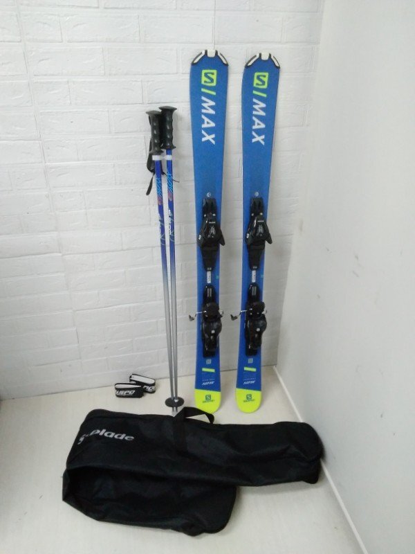 SALOMON サロモン スキー 板 ショート SHORT MAX 125 S MAX R11.0 SLALOM ストック ソフトケース付き