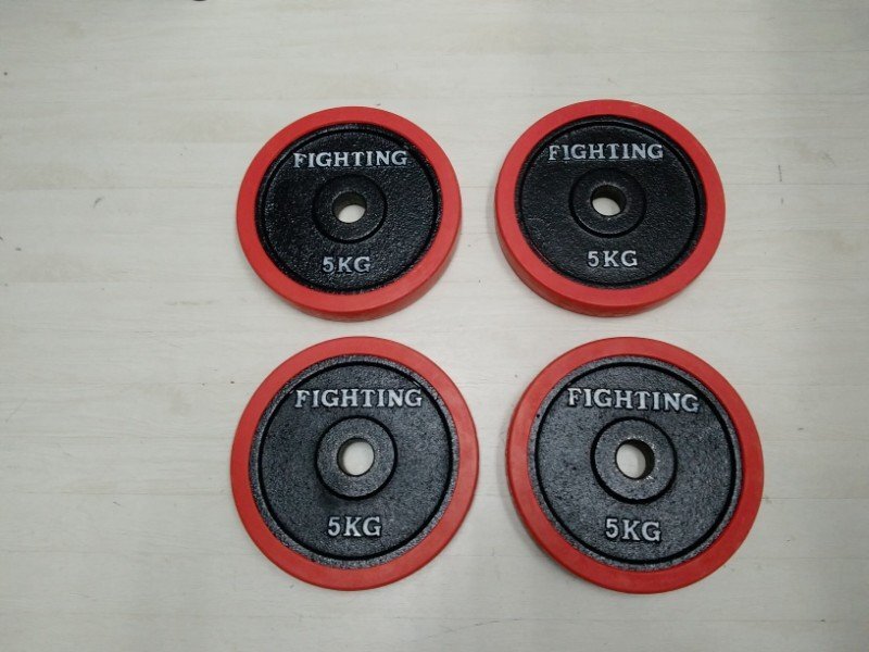 3 FIGHTING ROAD ファイティングロード ダンベル プレート 5㎏ × 4枚 バーベル 筋トレ ラバー付き
