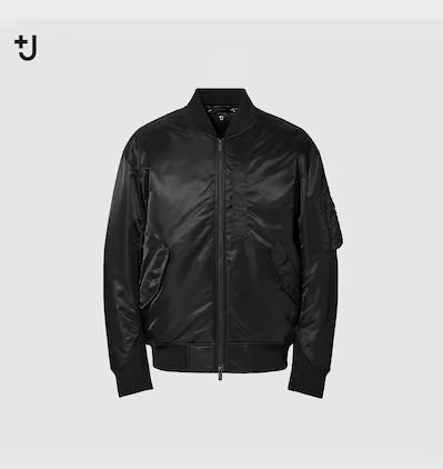 【絶品】 311-445765 L ブラック ブルゾン MA-1 オーバーサイズ ダウン ハイブリッド ジルサンダー ユニクロ UNIQLO +J 美品 黒 ジャケット ジャケット・アウター