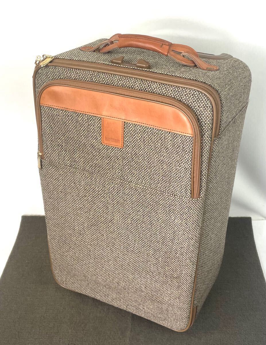 ●美品 hartman ハートマン トラベル キャリーケース　ツイード レザー キャリーバッグ スーツケース 旅行 ビジネス●