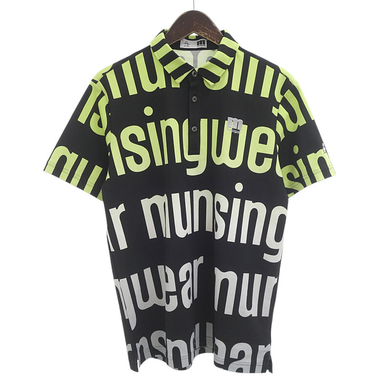 【特別価格】Munsingwear ゴルフ グラデーション ロゴ 半袖 ポロ シャツ ブラック サイズ メンズL