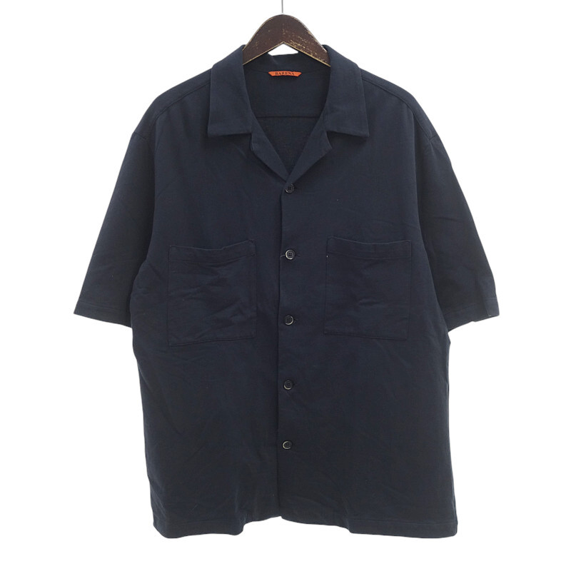 【特別価格】BARENA コットン 半袖 シャツ ブラック サイズ メンズ48