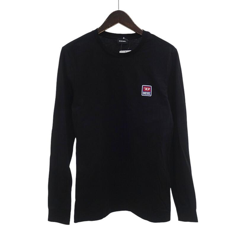 【特別価格】DIESEL スクエア ロゴ ワッペン L/S 長袖 Tシャツ カットソー ブラック サイズ メンズS