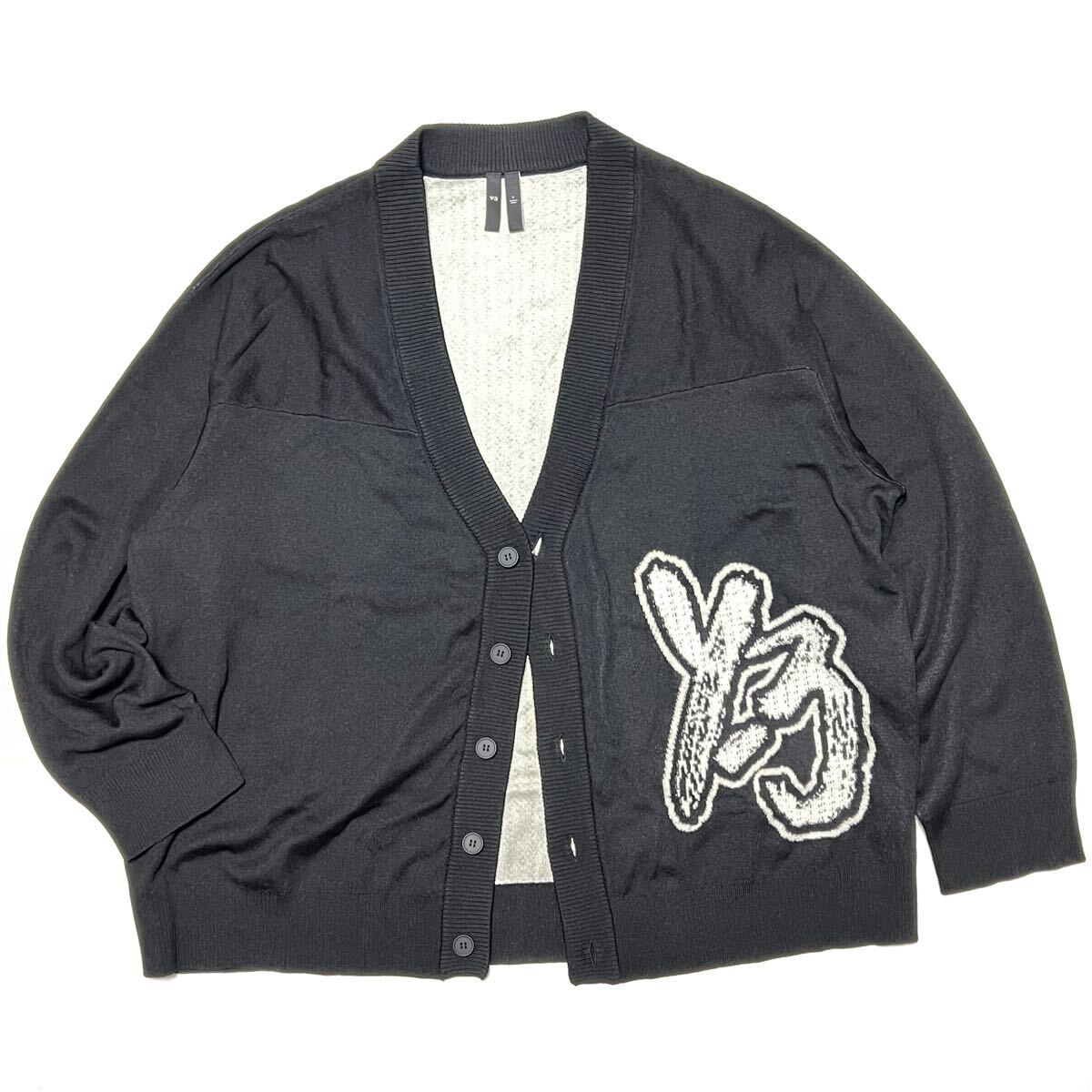 L 未着用 タグ無 Y-3 オーバーサイズ ロゴ ニット カーディガン L 未着用 タグ無 Y-3 オーバーサイズ ロゴ ニット カーディガン