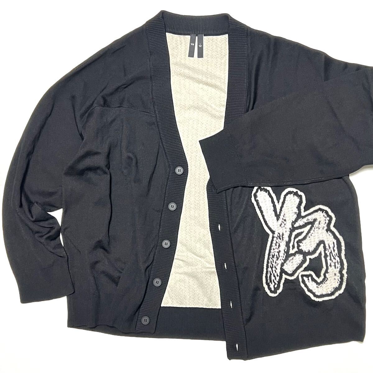 L 未着用 タグ無 Y-3 オーバーサイズ ロゴ ニット カーディガン L 未着用 タグ無 Y-3 オーバーサイズ ロゴ ニット カーディガン