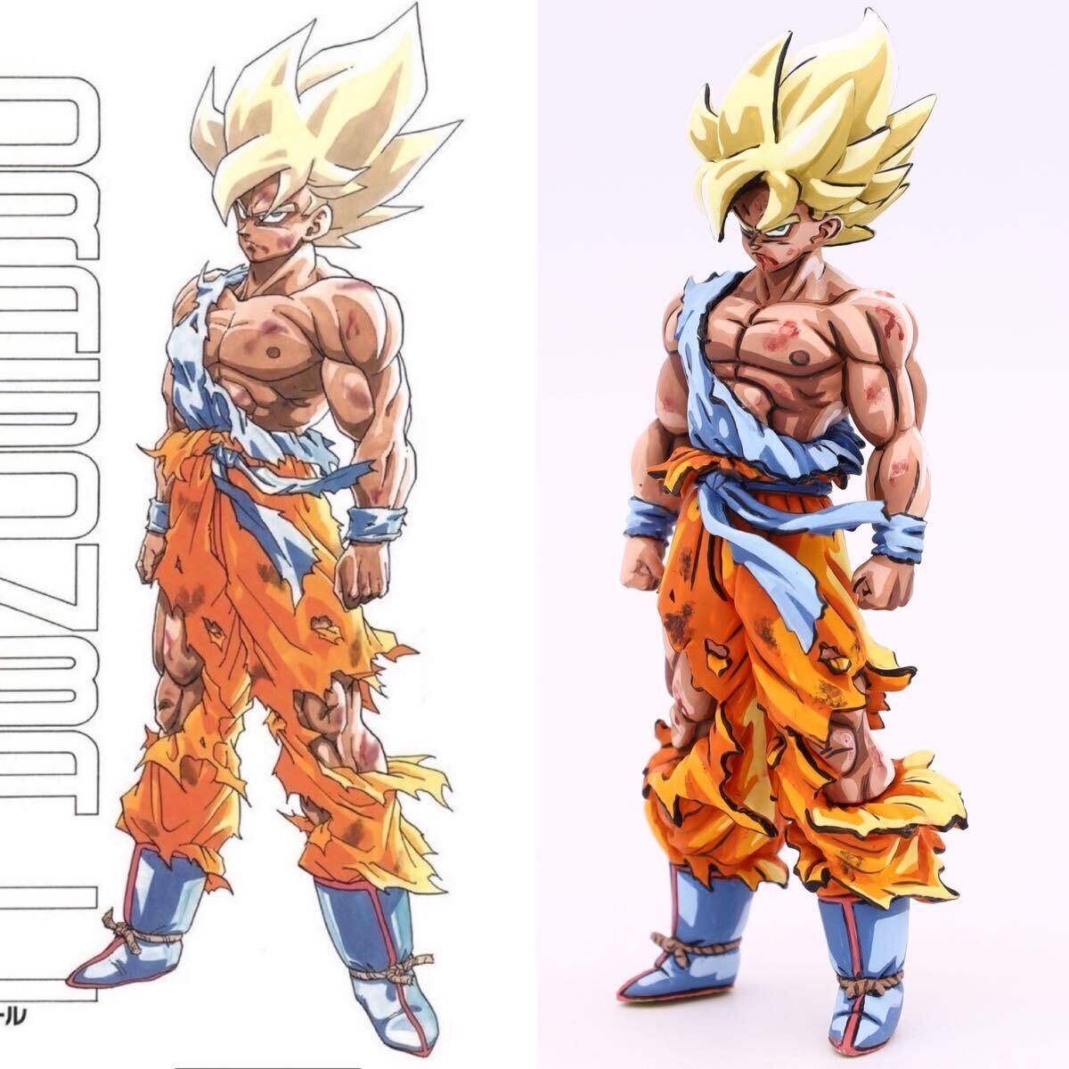 孫悟空 スーパーサイヤ人 フィギュア リペイント 二次元塗装 ドラゴンボール超サイヤ人孫悟空リペイントフィギュア二次元塗装
