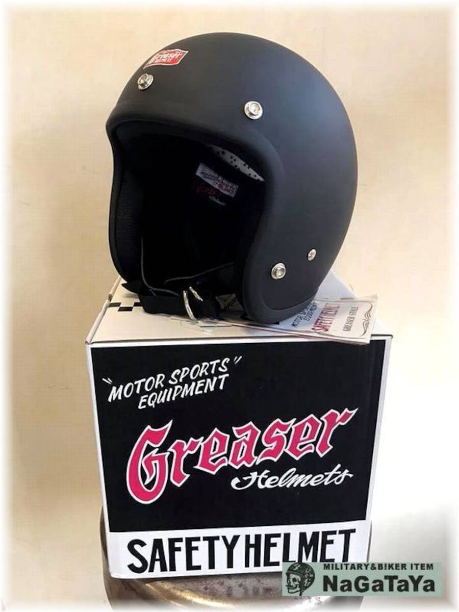 GreaserSTYLE グリーサースタイル 60's PLANE　60年代スタイル ジェットヘルメット Mサイズ マットブラック 艶消し黒 バイク 小さい帽體