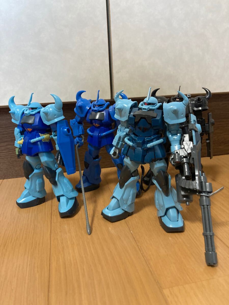 【ジャンク】1/144 HGUC グフカスタム グフ グフ(エコプラ) 旧キットグフカスタムパーツ使用 計4体セット 欠品あり 素組品 現状品 ガンプラ