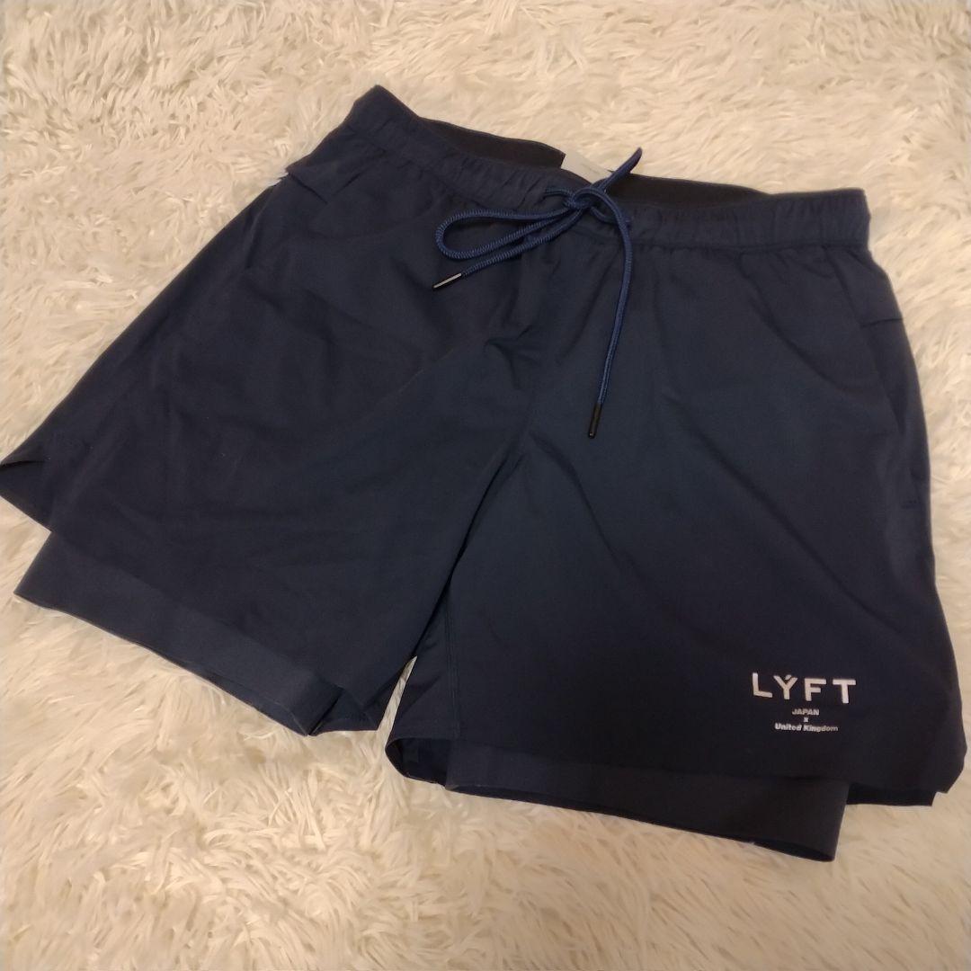 美品 LYFT 筋トレ トレーニング ハーフパンツ ショートパンツ L ネイビー