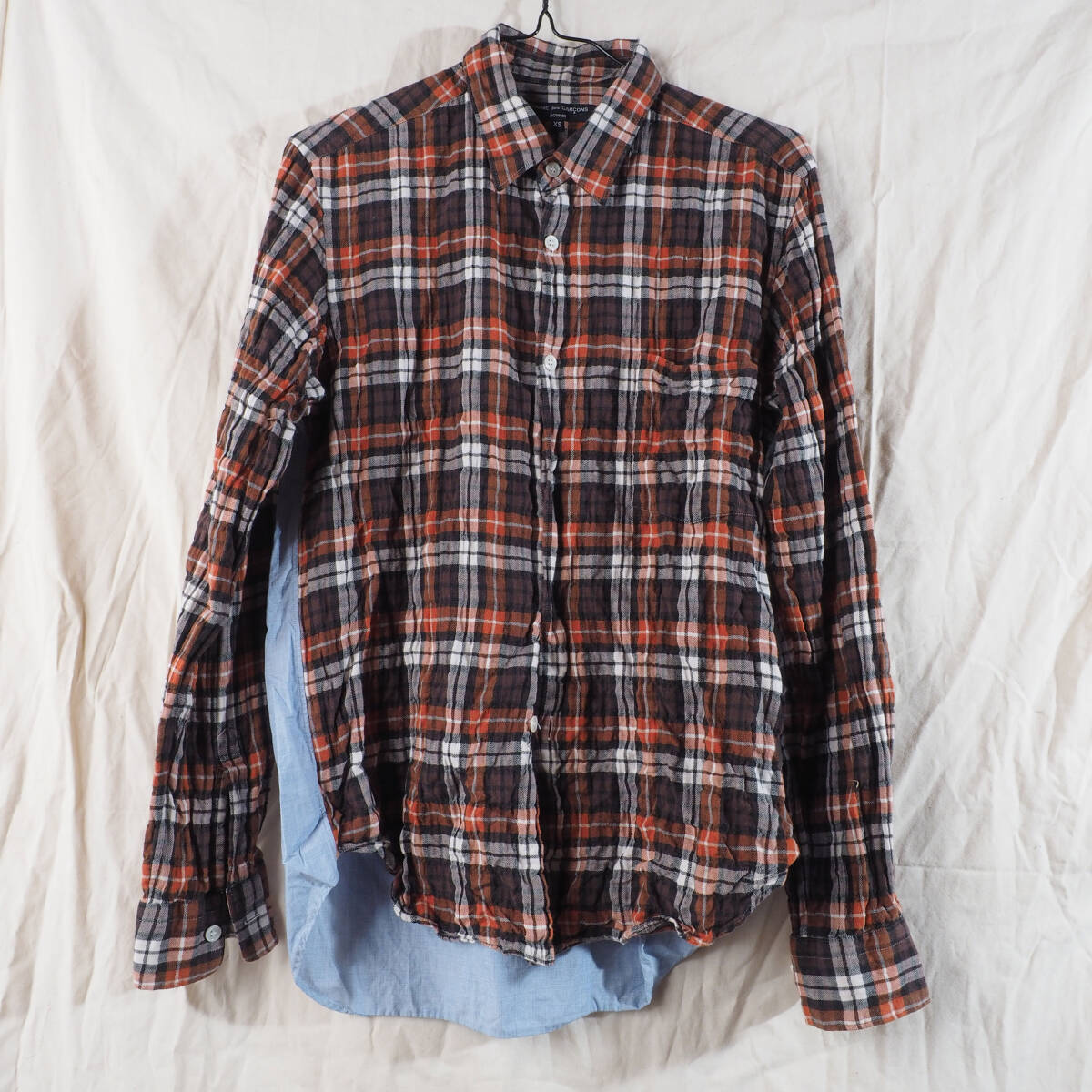 コムデギャルソンオム　縮絨シャツ　美品　XS チェック　シャツ homme plus プリュス オムドゥ ジュンヤワタナベ