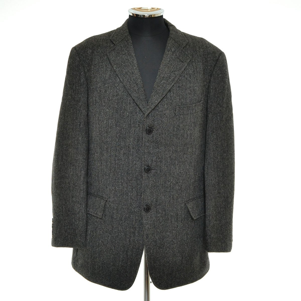 *522110 NEWYORKER new yo- car * Chesterfield coat herringbone wool size YA7 men's made in Japan gray 