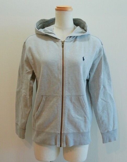 POLO RALPH LAUREN ポロ ラルフローレン パーカー キッズ 150サイズ グレー フルジップ 長袖 フード j a201h1130
