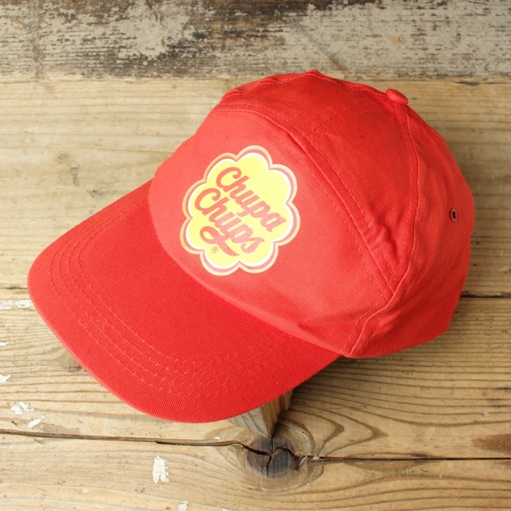 90s USA Chupa Chups キャップ 帽子 レッド フリーサイズ アメリカ古着