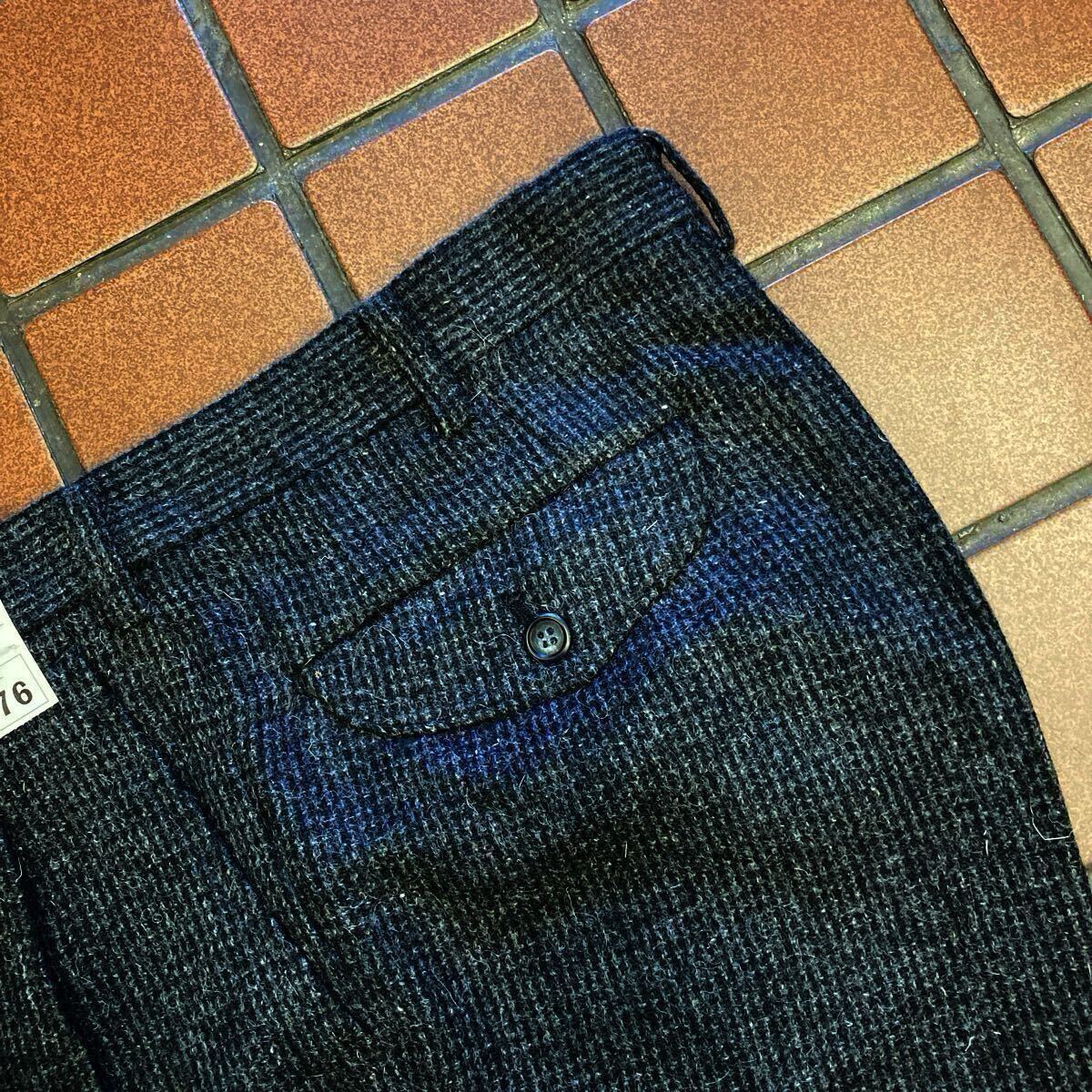 ｛新品｝暖かパンツ ビジネス カジュアル スラックス サイズ 76cm 2タック ツィード系 肉厚生地 柄物 BIEN ENTRE チャコールグレイ色_画像6