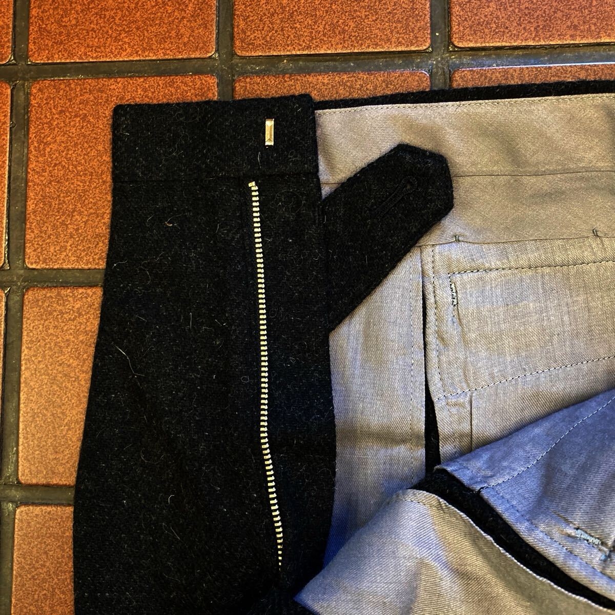 ｛新品｝暖かパンツ ビジネス カジュアル スラックス サイズ 76cm 2タック ツィード系 肉厚生地 ヘリンボーン BIEN ENTRE チャコールグレイ_画像8