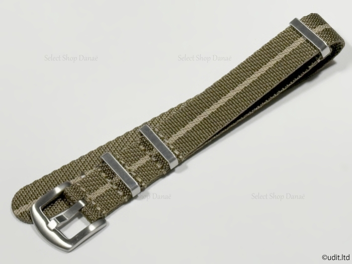ラグ幅18mm 高品質 光沢 NATOベルト ストラップ 腕時計ベルト カーキ ベージュ ファブリック 時計用バンド