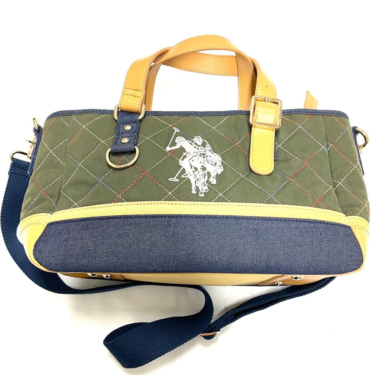 U.S. POLO ASSN. 2way ショルダーバッグ ハンドバッグ キャンバス カーキ レディース 【k6302-N381】