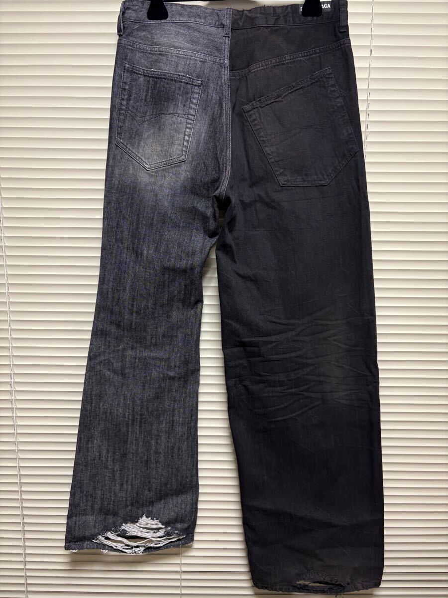 BALENCIAGA バレンシアガ フィフティ ワイドレッグ ジーンズ 新品《 BALENCIAGA バレンシアガ 》Fifty-Fifty Pants S