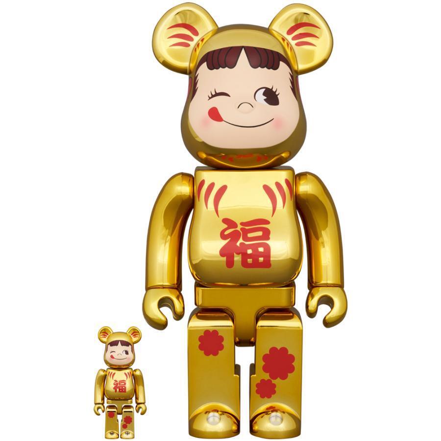 新品未開封　正規品 BE@RBRICK 達磨 ペコちゃん 金メッキ 100%&400% ベアブリック 不二家 PEKO　人形