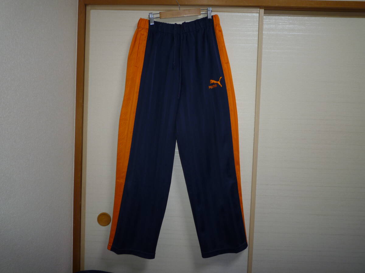 プーマ シャドーストライプジャージパンツ 紺×橙 Oサイズ
