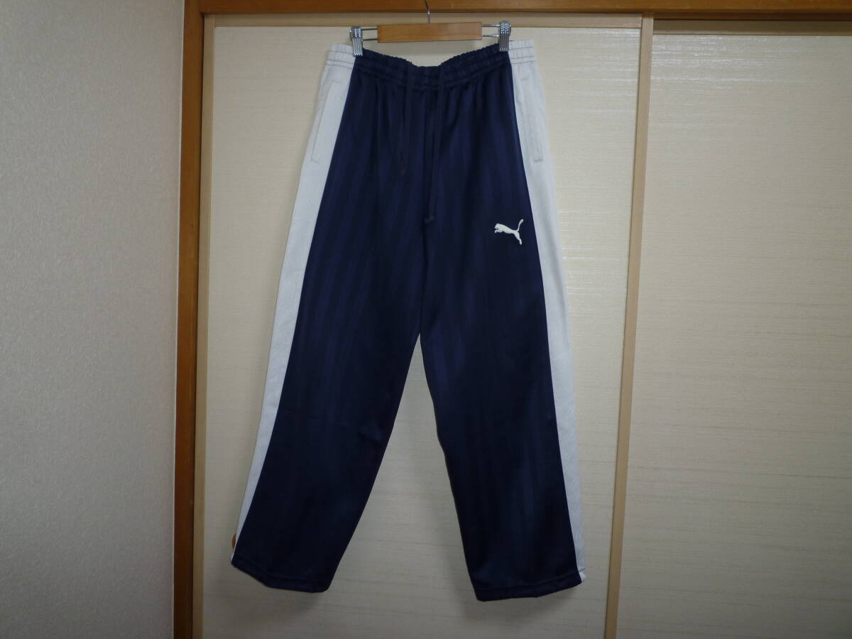 プーマ シャドーストライプジャージパンツ 紺×白 Mサイズ