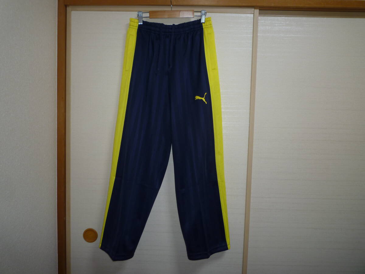 プーマ シャドーストライプジャージパンツ 紺×黄色 Mサイズ