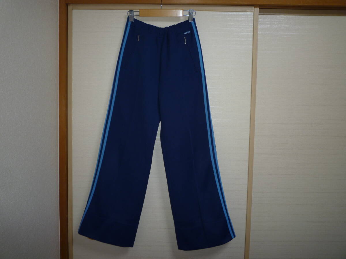 アディダス 80’s ビンテージジャージパンツ 紺×水色 Mサイズ デサント製
