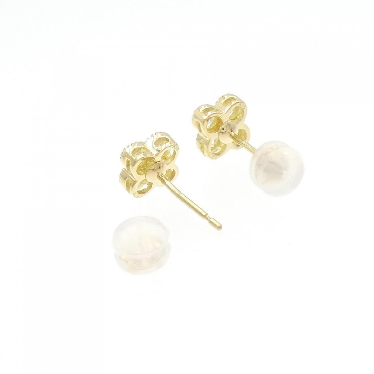 【新品】K18YG フラワー ダイヤモンド ピアス 0.500CT