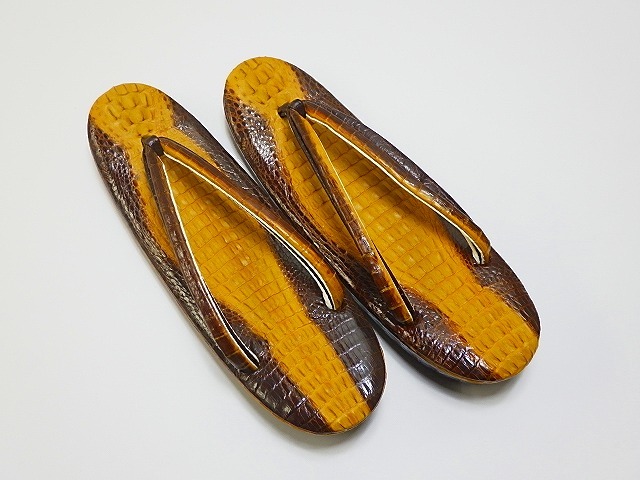 ★ 本革 ワニ革 草履 Mサイズ 約23cm 使用感少な目 コンディション良好 ★G870 Alligator Skin Sandals Zori